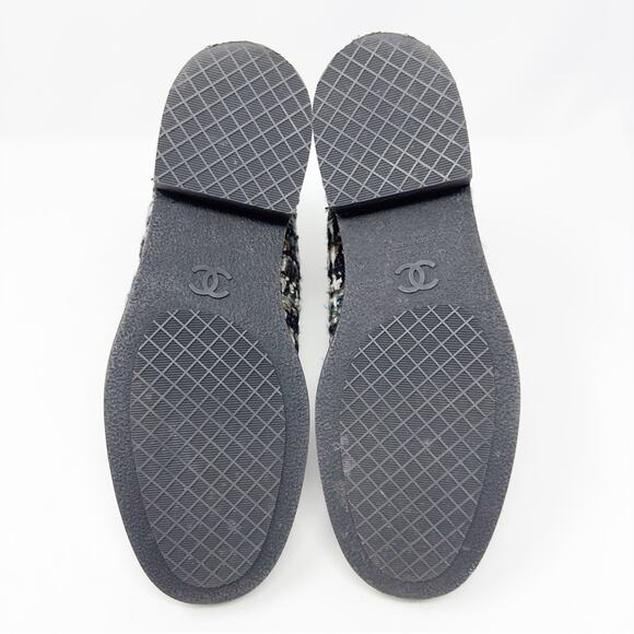 Chanel Tweed Lace Up Combat Ankle Boots 40 - Picture 11 of 13